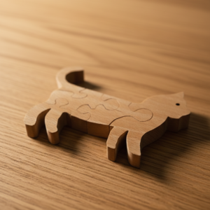 Ahşap Yap Boz Hayvan Figürü Kedi